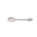 The Witches' Quest silver alloy teaspoon with an ornate leaf bowl and a twig-inspired handle topped with a clear crystal.