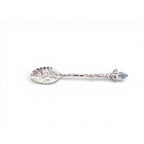 The Witches' Quest silver alloy teaspoon with an ornate leaf bowl and a twig-inspired handle topped with a clear crystal.