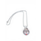 The Witches' Quest silver tone Victorian poison box locket necklace with a textured teardrop pendant and red accent.