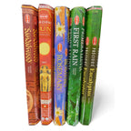 The Witches' Quest solar incense pack featuring five HEM scent tubes including Sandalwood, Sun, Rosemary, First Rain, and Eucalyptus.