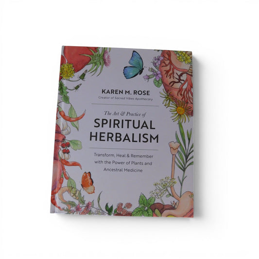 The Witches' Quest hardcover book The Art & Practice of Spiritual Herbalism by Karen M. Rose with botanical illustrations