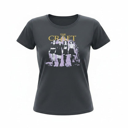 The Witches' Quest charcoal grey crew neck t-shirt featuring The Craft movie graphic print on soft polyester fabric.
