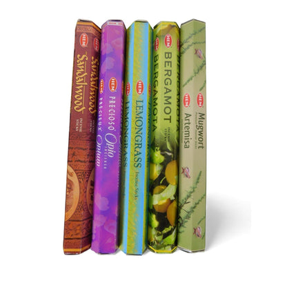 The Witches' Quest Third Eye incense pack featuring five HEM scent tubes including Sandalwood, Opium, and Mugwort.