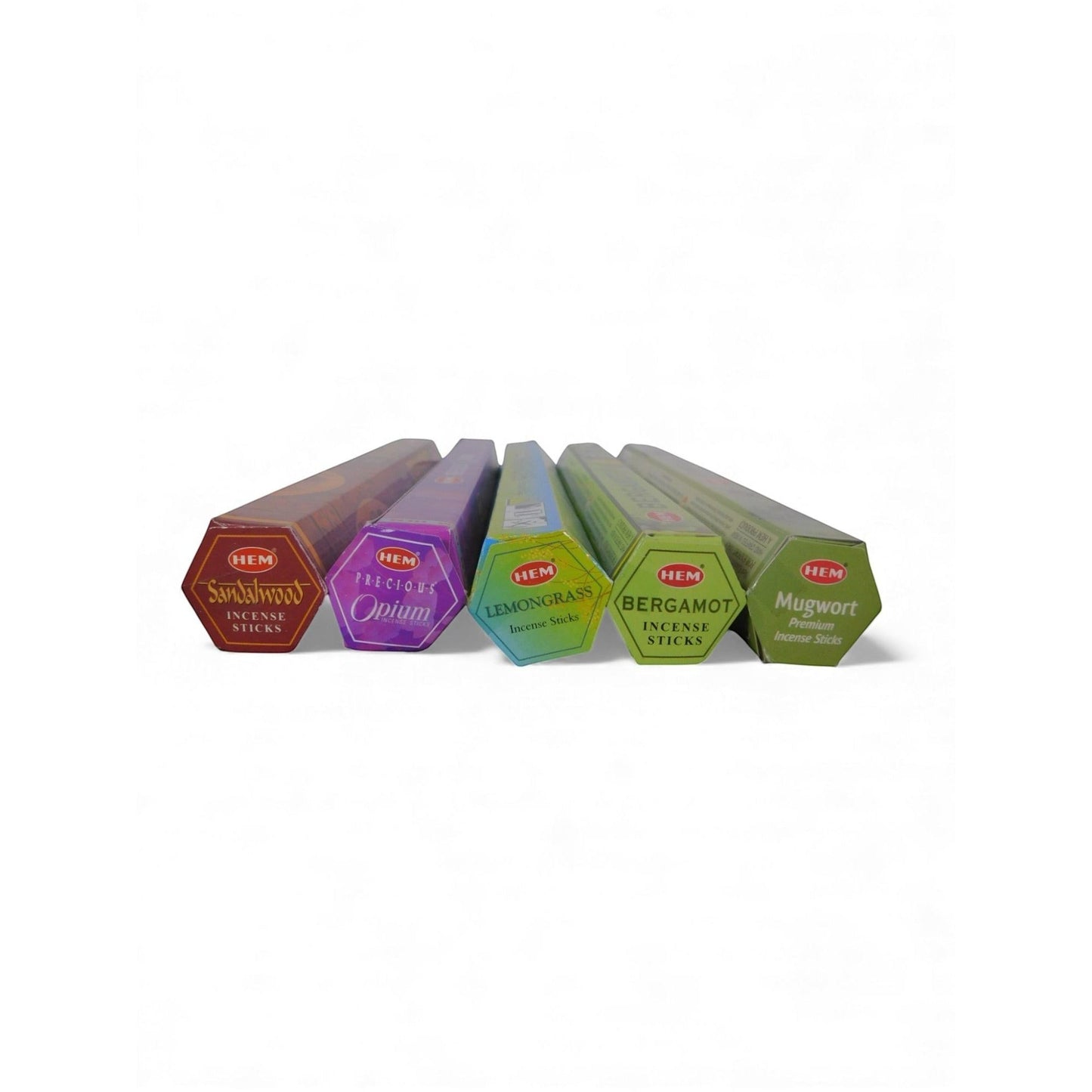 The Witches' Quest Third Eye incense pack featuring five hexagonal tubes of HEM incense sticks for divination.