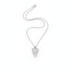 The Witches' Quest silver tone heart pendant necklace featuring a Triple Moon goddess relief on a delicate cable chain.