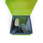The Witches' Quest Virgo zodiac crystal set featuring clear quartz and jasper stones in a display box.
