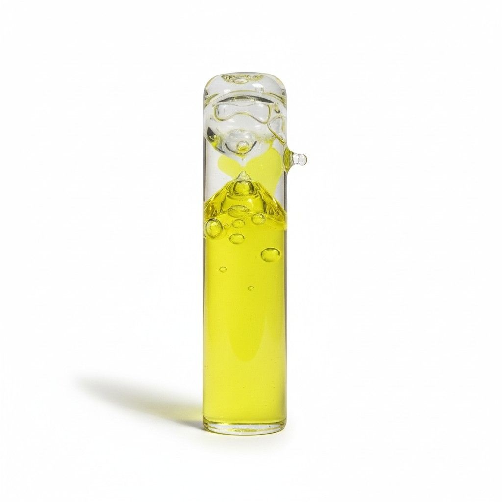 The Witches' Quest 4.5-inch glass liquid sand timer with bright yellow fluid for meditation and ritual timing