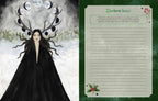 The Witches' Quest Seasons of the Witch Yule Journal open to a page with a moon-crowned figure and Darkest hour prompt.
