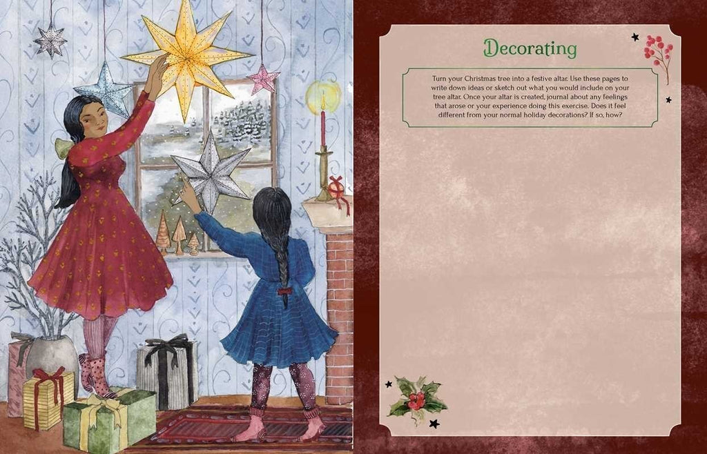 The Witches' Quest Seasons of the Witch Yule Journal open page showing festive illustration and writing prompt