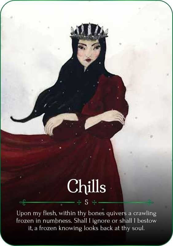 The Witches' Quest Seasons of the Witch Yule Oracle card featuring a woman in a red dress and crystal crown
