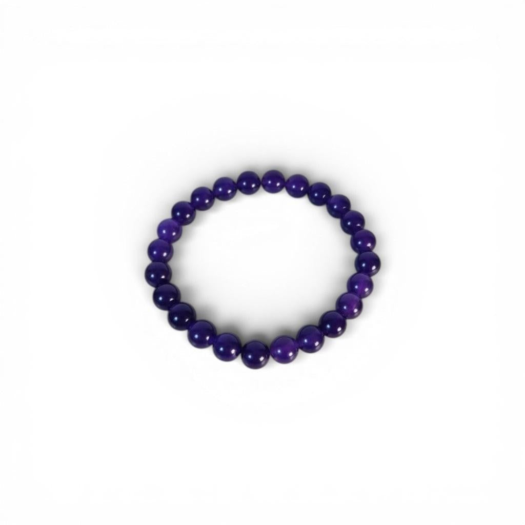 Ash & Sea Amethyst Beaded Bracelet 8mm Stretch Healing Crystal Calming Energy
