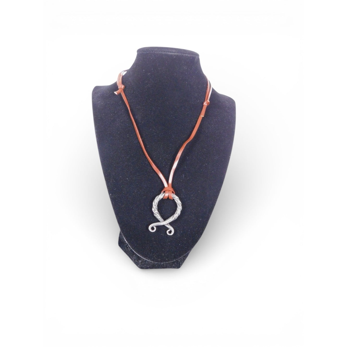 Norse Viking Brown Leather Necklace Silver Tone Twisted Adjustable Jewelry