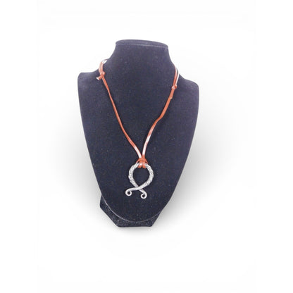 Norse Viking Brown Leather Necklace Silver Tone Twisted Adjustable Jewelry