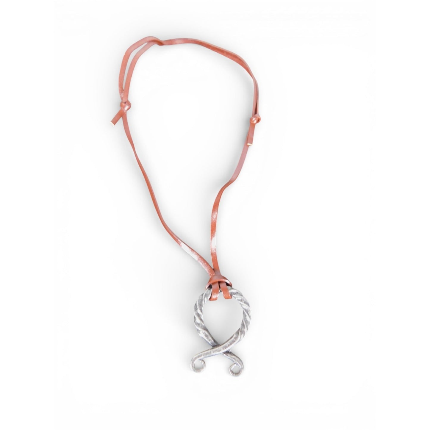 Norse Viking Brown Leather Necklace Silver Tone Twisted Adjustable Jewelry