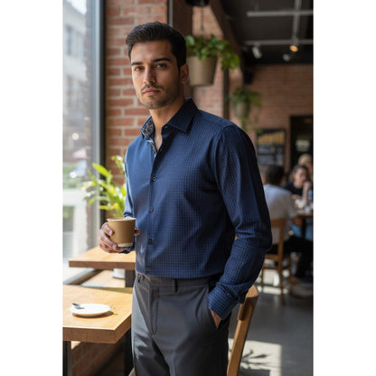 Elie Milano Navy Modern Fit Shirt S - Mens Long Sleeve - Excellent