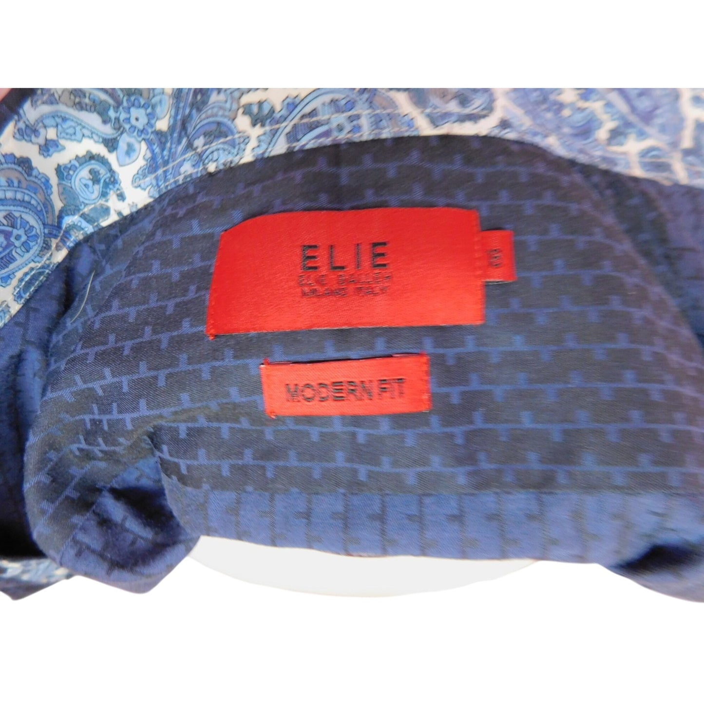 Elie Milano Navy Modern Fit Shirt S - Mens Long Sleeve - Excellent