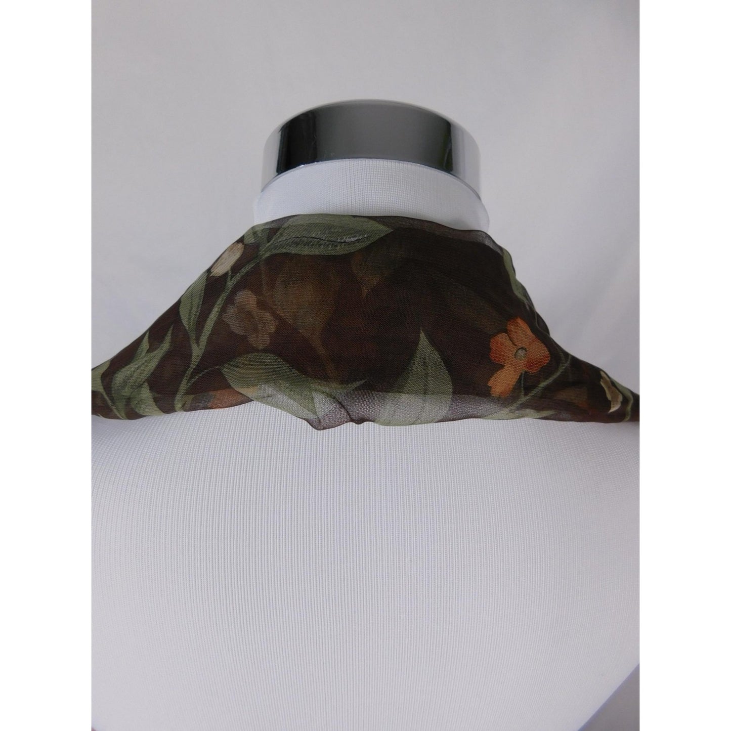 Unified Title "Brown Orange Floral Chiffon Scarf Sheer Boho OS