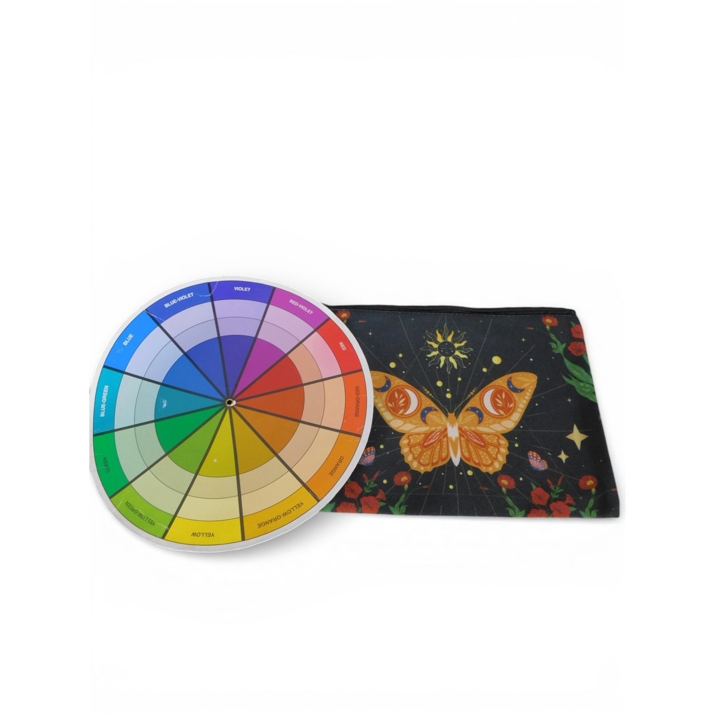 Butterfly Clutch Bag Womens Small Black Canvas Zip Pouch Cosmetic Makeup