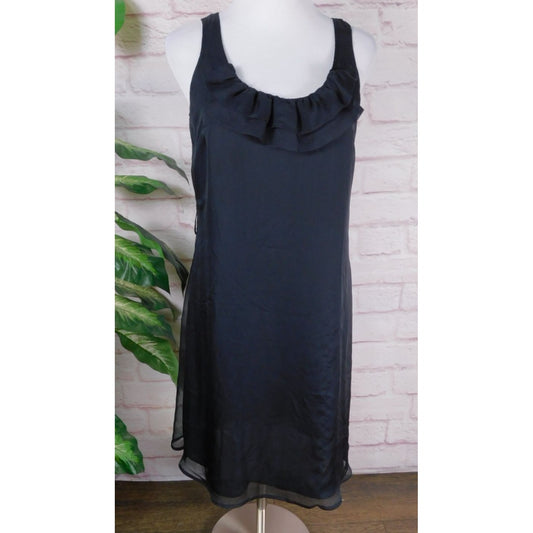 GAP Black Sleeveless Ruffle Neck Dress Size 6 - Classic Chic Evening Look