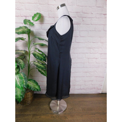 GAP Black Sleeveless Ruffle Neck Dress Size 6 - Classic Chic Evening Look