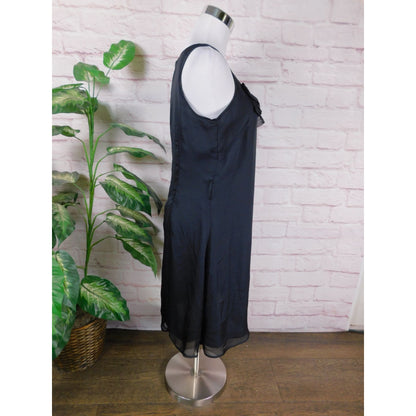 GAP Black Sleeveless Ruffle Neck Dress Size 6 - Classic Chic Evening Look