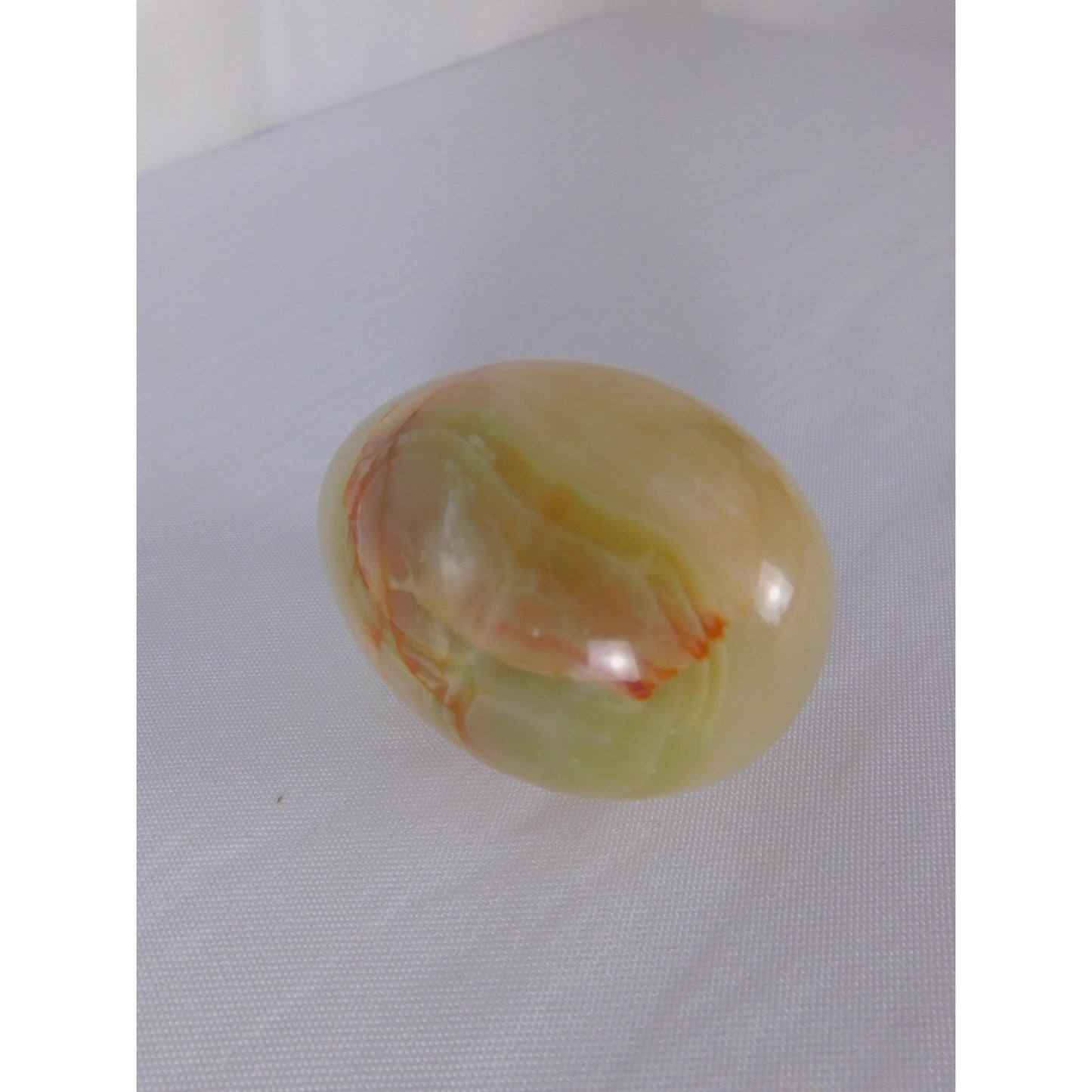 Polished Green Onyx Stone Egg 0.93 Lb Banded Crystal Witch Altar Decor Stone