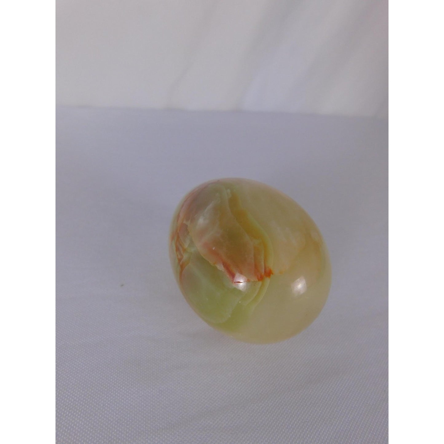 Polished Green Onyx Stone Egg 0.93 Lb Banded Crystal Witch Altar Decor Stone