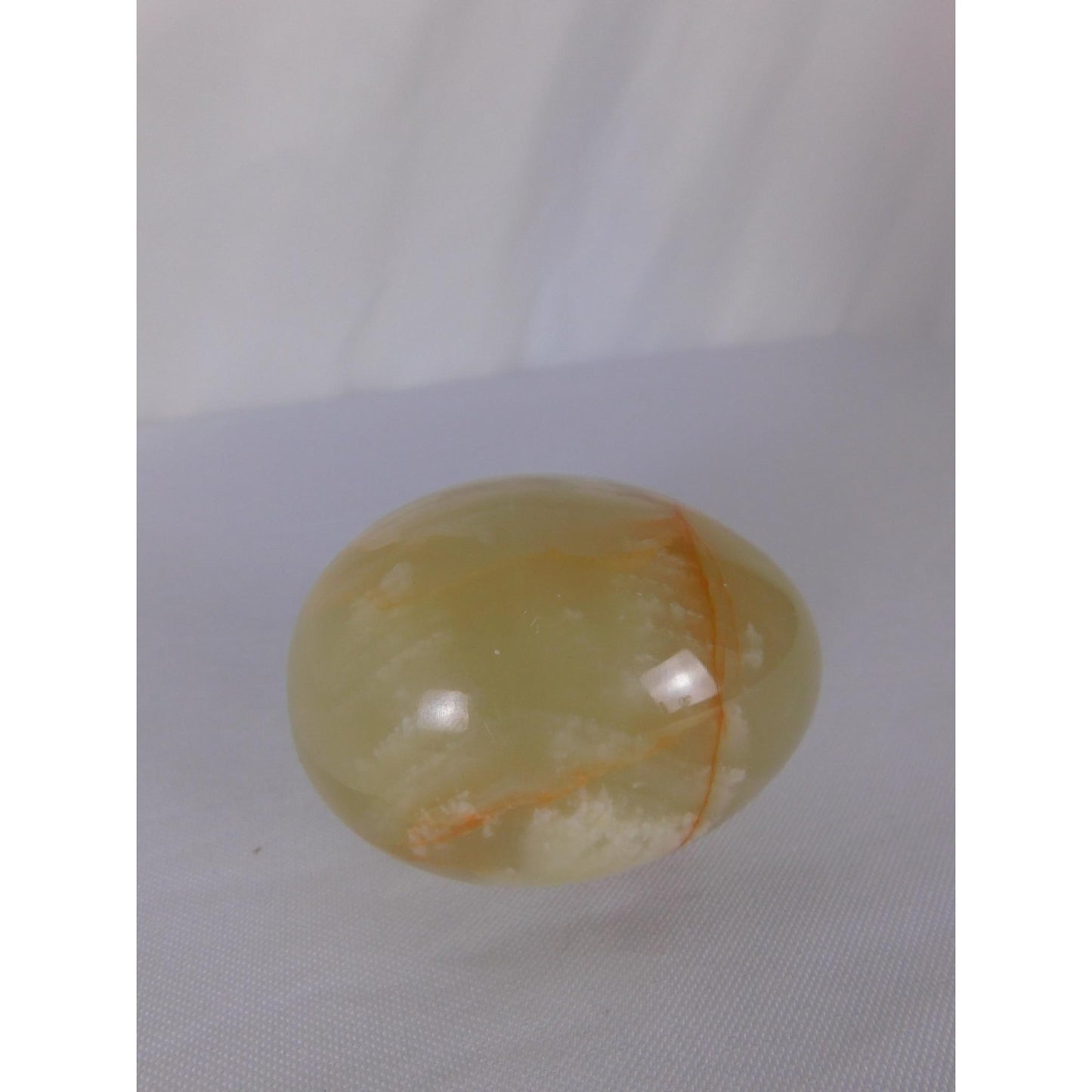 Polished Green Onyx Stone Egg 0.93 Lb Banded Crystal Witch Altar Decor Stone