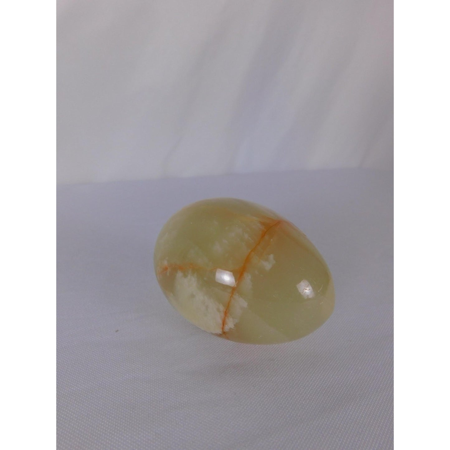 Polished Green Onyx Stone Egg 0.93 Lb Banded Crystal Witch Altar Decor Stone