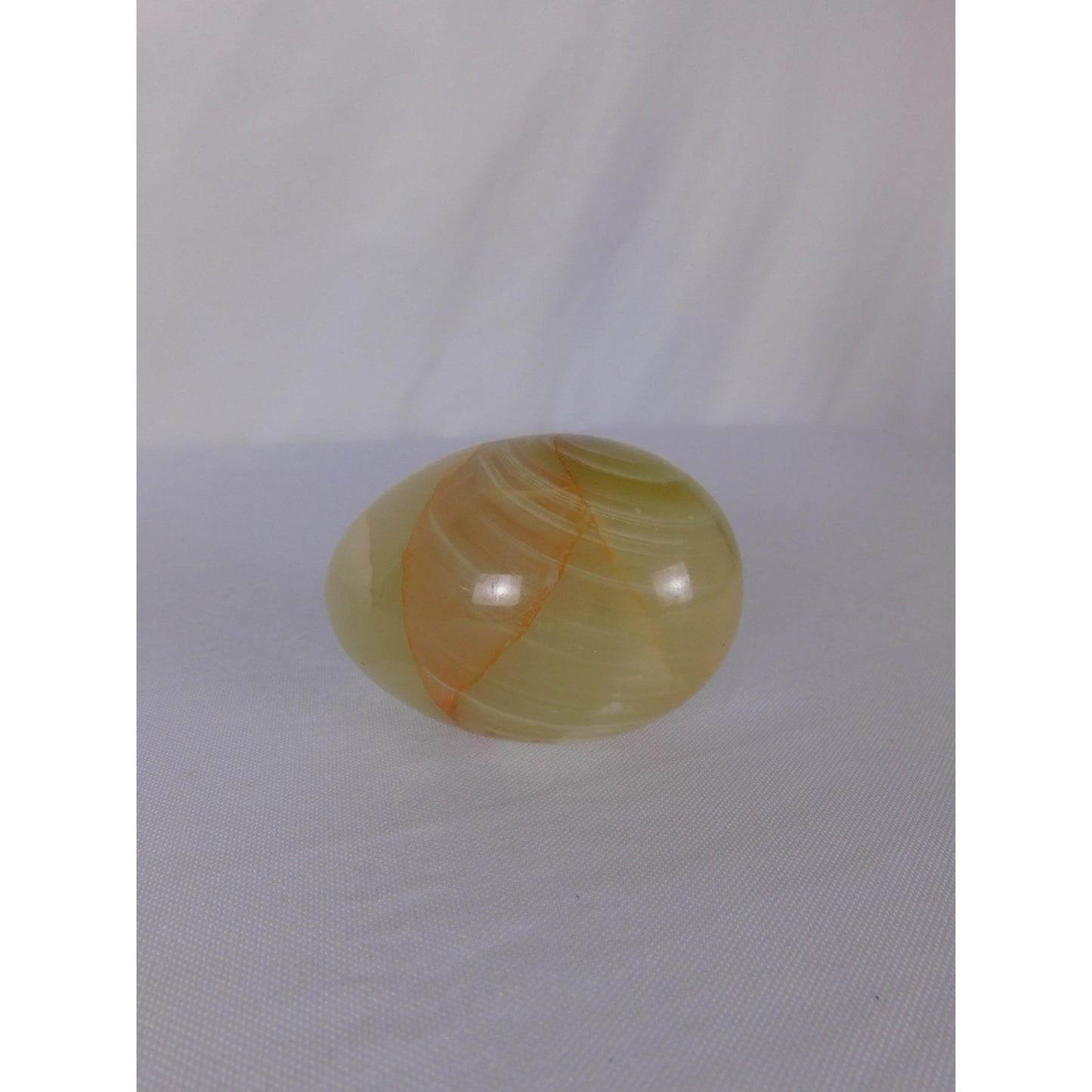 Polished Green Onyx Stone Egg 0.93 Lb Banded Crystal Witch Altar Decor Stone