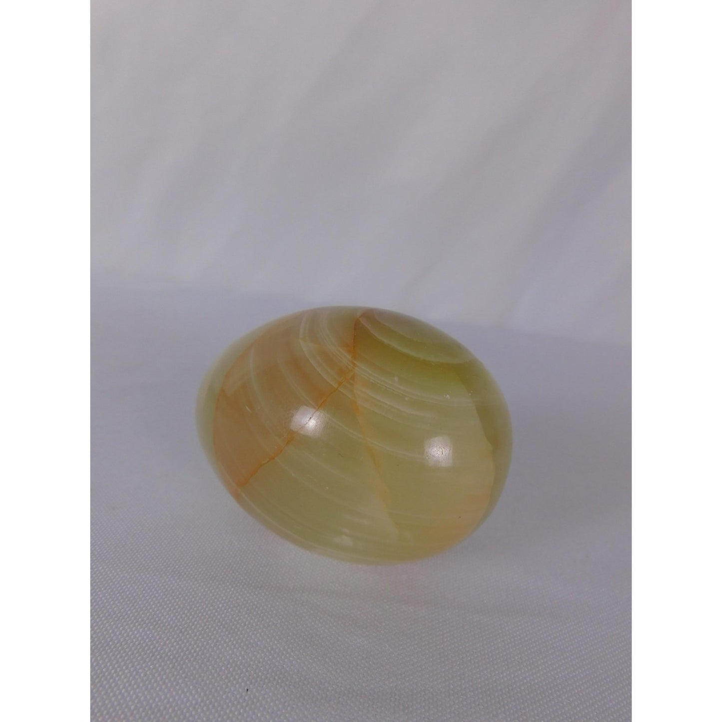 Polished Green Onyx Stone Egg 0.93 Lb Banded Crystal Witch Altar Decor Stone
