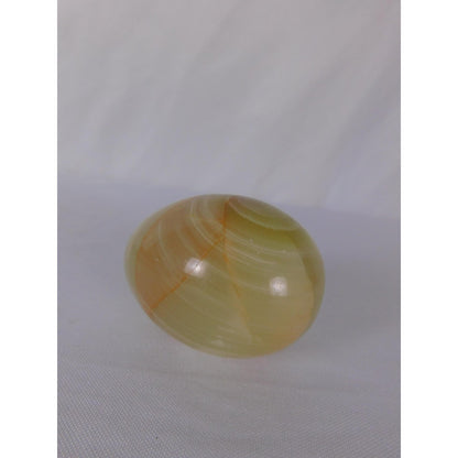 Polished Green Onyx Stone Egg 0.93 Lb Banded Crystal Witch Altar Decor Stone