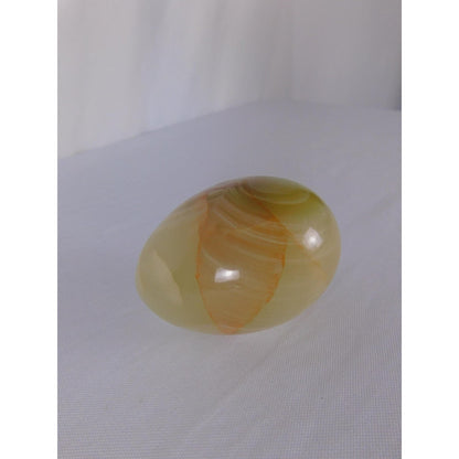 Polished Green Onyx Stone Egg 0.93 Lb Banded Crystal Witch Altar Decor Stone