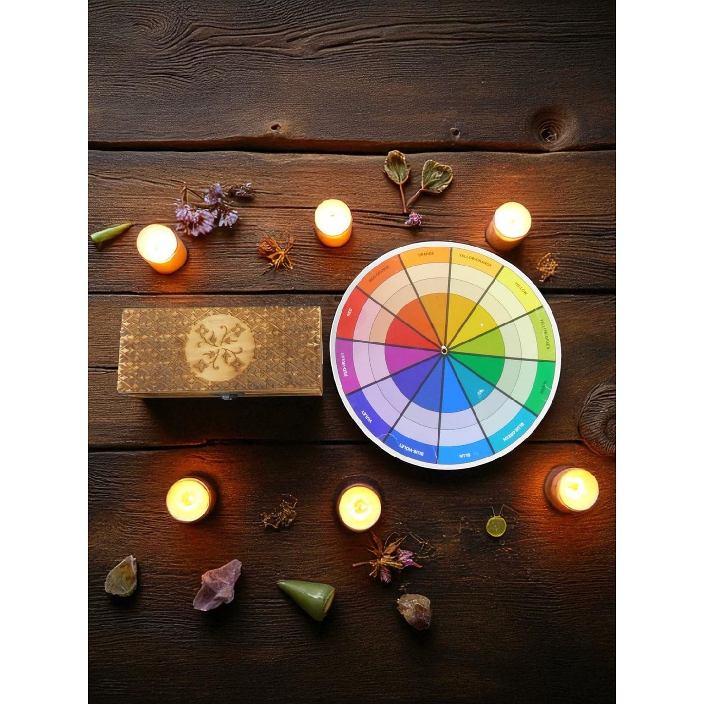 Hand Carved Wooden Box Tarot Floral Motif Latch Closure Storage Jewelry Decor