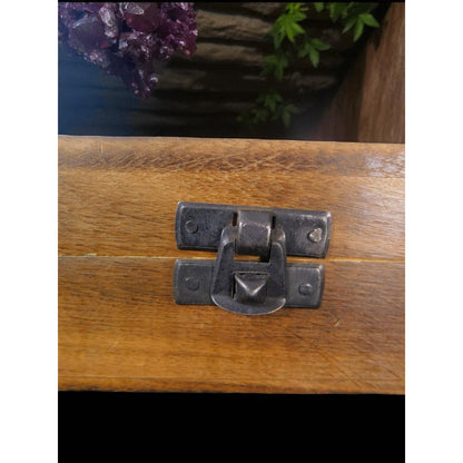 Hand Carved Wooden Box Tarot Floral Motif Latch Closure Storage Jewelry Decor