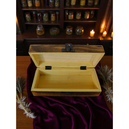 Hand Carved Wooden Box Tarot Floral Motif Latch Closure Storage Jewelry Decor