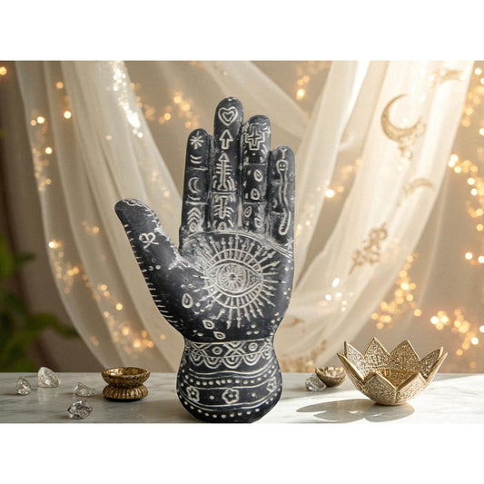 Mystical Witchy Palmistry Hand Statue Palm Reading Boho Psychic Decor 5"