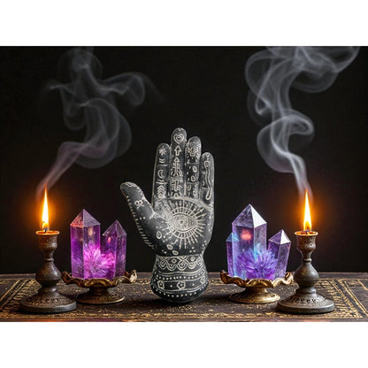 Mystical Witchy Palmistry Hand Statue Palm Reading Boho Psychic Decor 5"