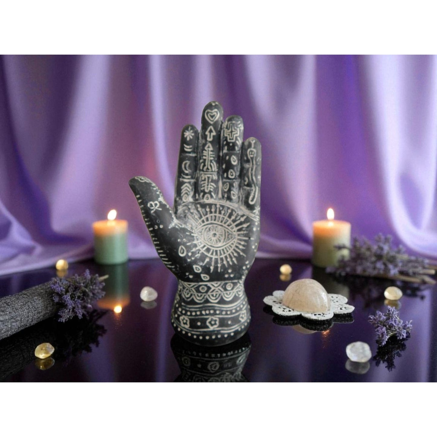 Mystical Witchy Palmistry Hand Statue Palm Reading Boho Psychic Decor 5"