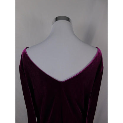R&M Richards Top Womens XL Fuchsia Velvet Draped Cowl Back Dolman Blouse 9250