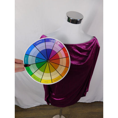 R&M Richards Top Womens XL Fuchsia Velvet Draped Cowl Back Dolman Blouse 9250