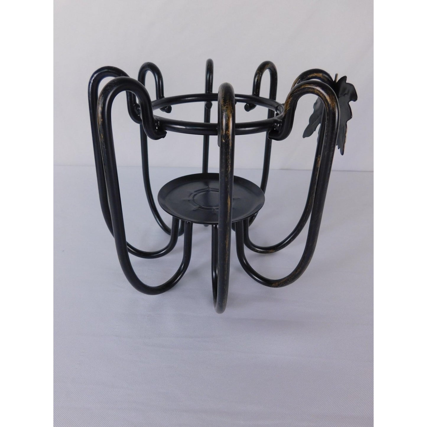 Black Metal Leaf Centerpiece Bowl Stand Traditional Seasonal Home Decor Accent