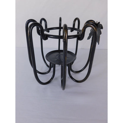 Black Metal Leaf Centerpiece Bowl Stand Traditional Seasonal Home Decor Accent