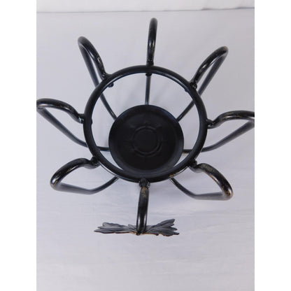 Black Metal Leaf Centerpiece Bowl Stand Traditional Seasonal Home Decor Accent