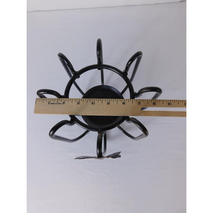 Black Metal Leaf Centerpiece Bowl Stand Traditional Seasonal Home Decor Accent