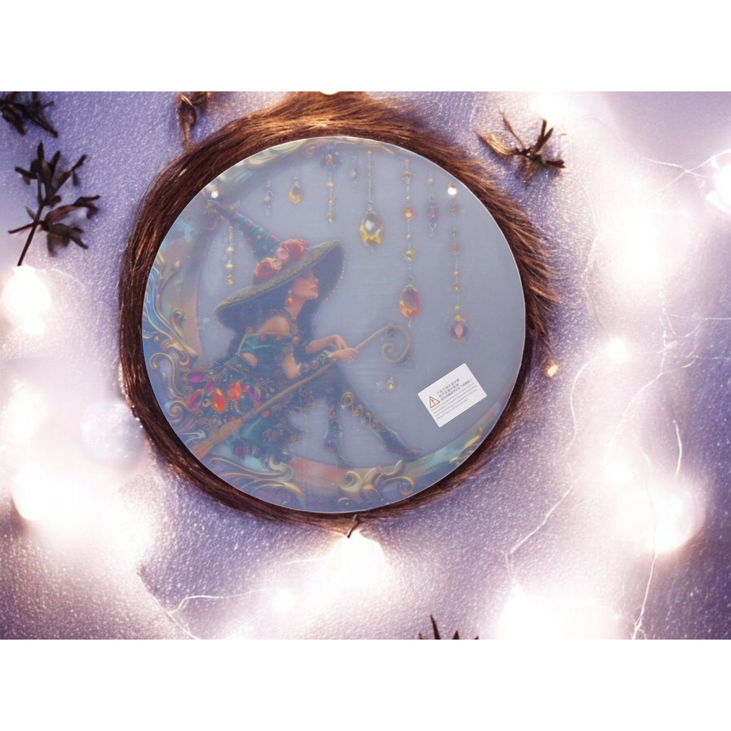 Crystal Moon Witch Suncatcher Acrylic 8"x8" Wall Hanging Art Décor