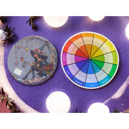 Crystal Moon Witch Suncatcher Acrylic 8"x8" Wall Hanging Art Décor