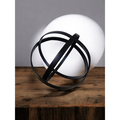 Black Gold Armillary Orb 8" Metal Geometric Sculpture