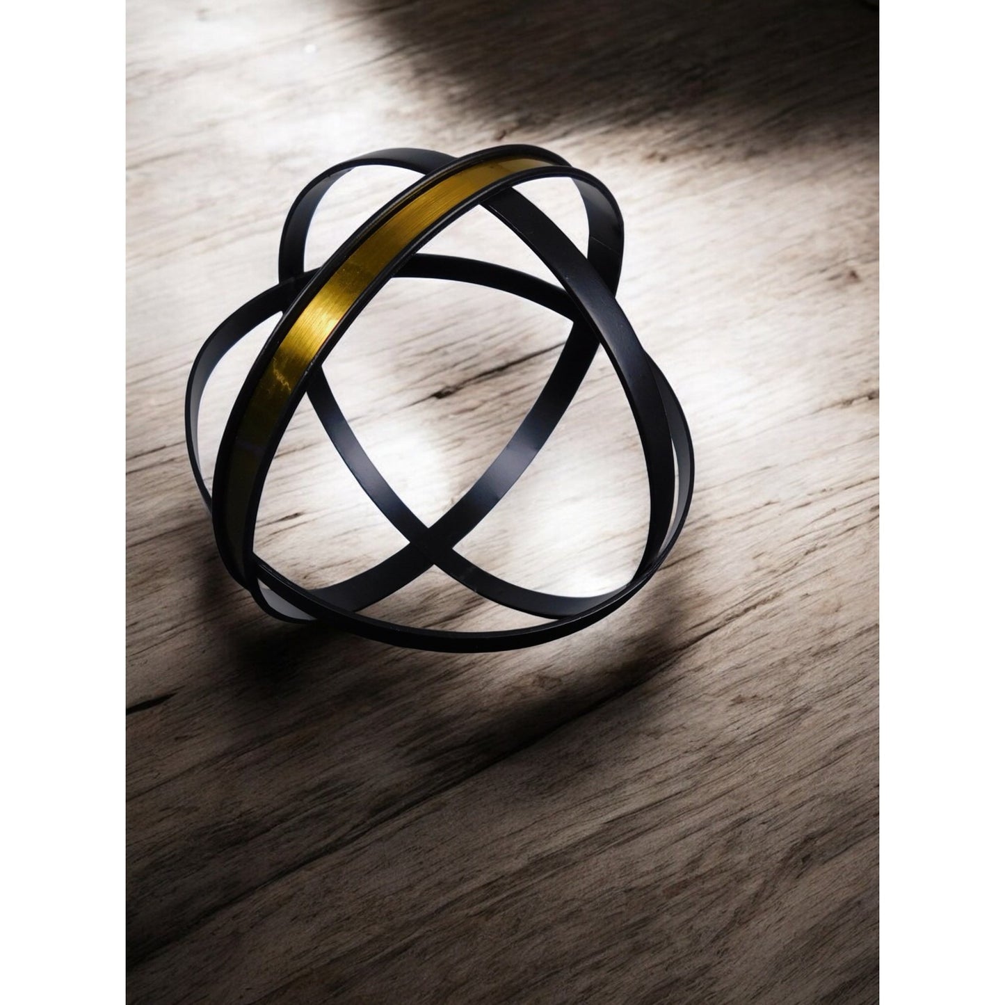 Black Gold Armillary Orb 8" Metal Geometric Sculpture