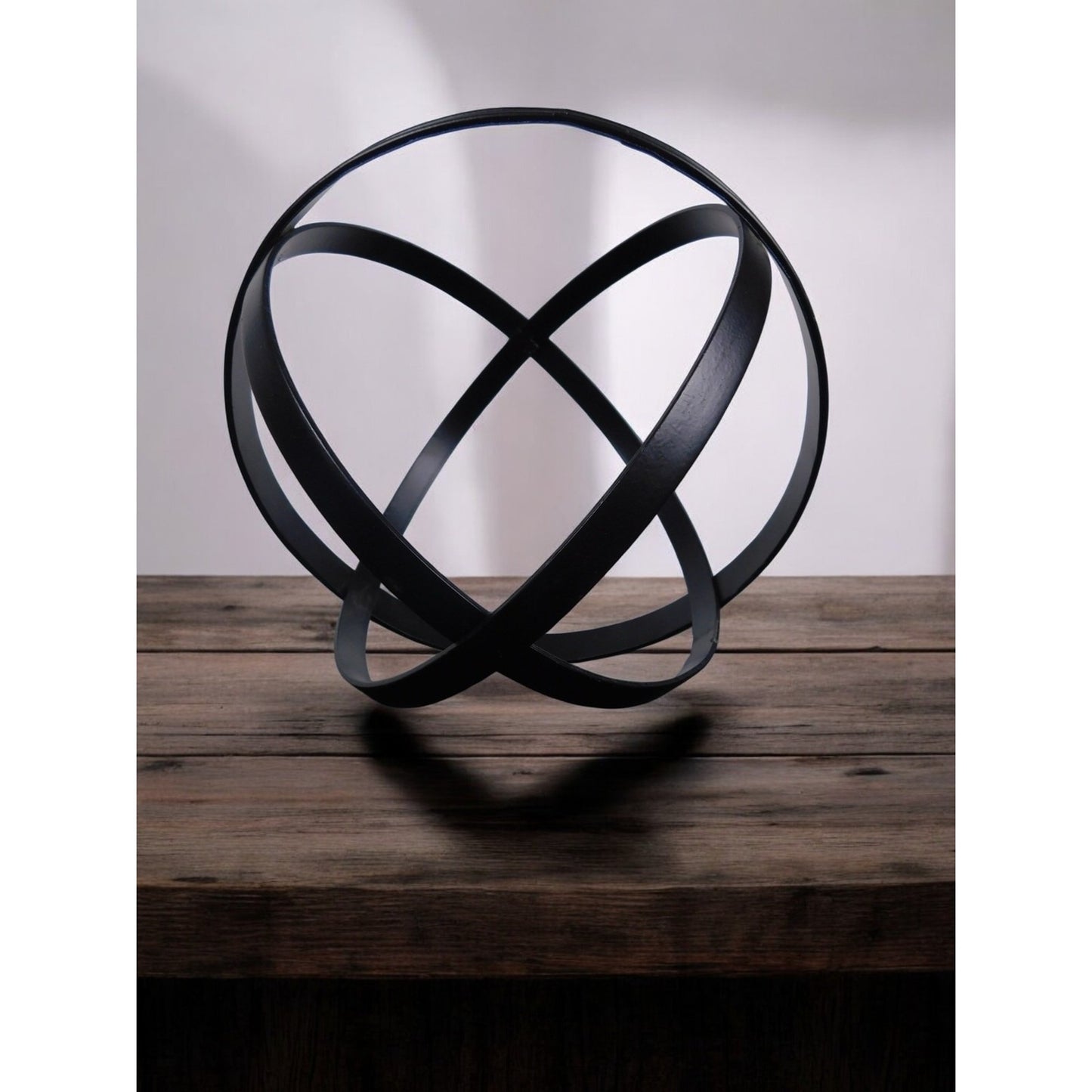 Black Gold Armillary Orb 8" Metal Geometric Sculpture